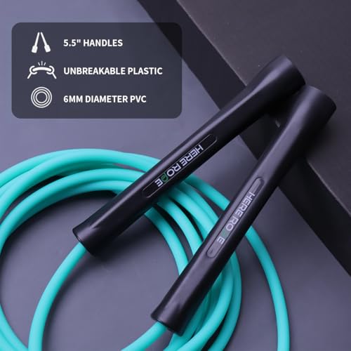 Hererope 6MM PVC Jump Rope for Men & Women Fitness, Speed, Tricks, Cardio Training, Boxing Jump Rope with Unbreakable Hand...