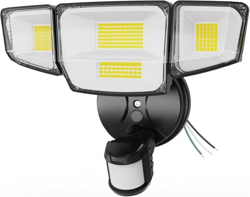 90W 10000LM LED Security Lights Motion Sensor Outdoor Lights, 4 Head Dusk to Dawn, 6500K Daylight Flood Lights Outdoor Mot...