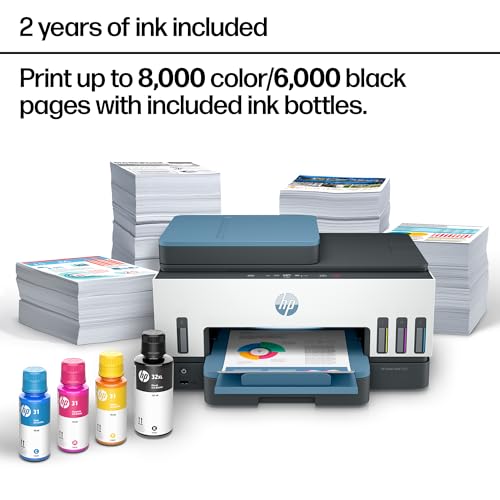 HP Smart Tank 7602 Wireless All-in-One Ink Tank Printer, Scanner, Copier with 2 Years of Ink Included, Best-for-Home Offic...
