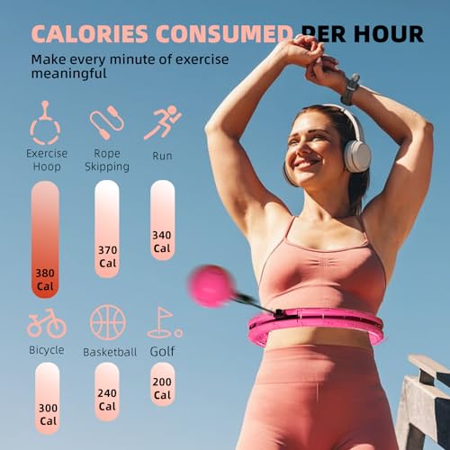 Argvsde Weighted Hula Infinity Fitness Hoop for Adult Weight Loss, 2 in 1 Smart Fitness Workout Hula Circle Hoops with 28 ...
