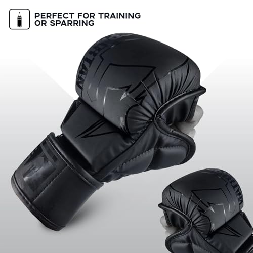 Victorbudo USA MMA Gloves Sparring Grappling, Hybrid Open Palm Heavy Bag Gloves Men Women, Maya Hide Leather Wrist Suppor...