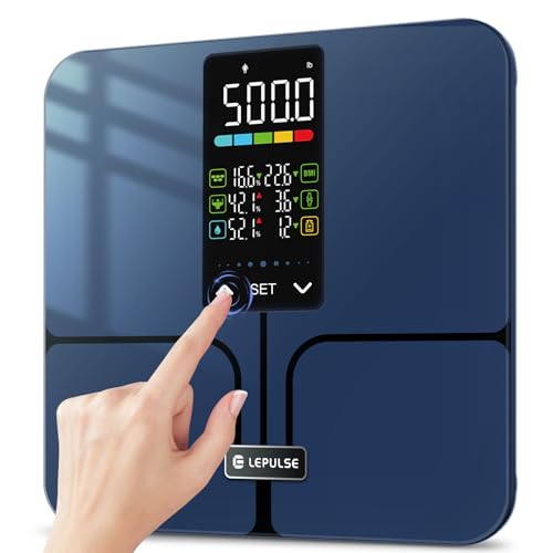 Lepulse No APP Body Fat Scale 500lb Smart Bathroom Scale with 5.44'' Large Backlit Display 8 Body Composition Analyzer, Mo...