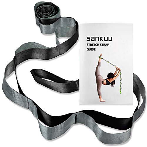 SANKUU Yoga Straps Stretching Strap with 12 Loops Workout Poster, Straps for Stretching Physical Therapy Equipment Long St...