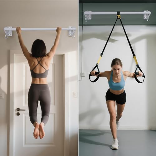 Purife Wall Mounted Doorway Pull Up Bar, Heavy Duty Strength Training Pull-Up Bars for Doorframe, Support Beam or Joist Mo...