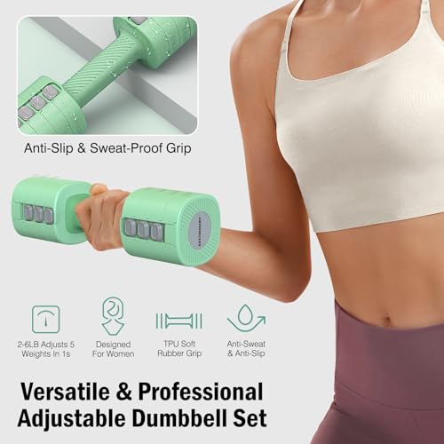 EAST MOUNT Adjustable Weight Dumbbells Set of 2, 8 in 1 Hand Weights for Women 2lb/3lb/4lb/5lb/6lb Dumbbell Weights Set 12...