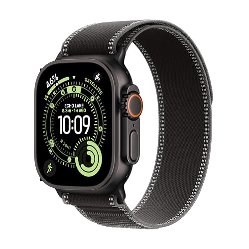 Apple Watch Ultra 3 [GPS + Cellular 49mm] Running & Multisport Smartwatch w/Rugged Titanium Case w/Black/Charcoal Trail Lo...