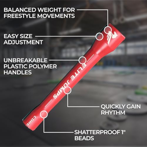 Elite Jumps Adult Core Beaded Jump Rope For Fitness - Workout Jump Rope - Beaded Fitness Skip Rope for Exercise Unbreakabl...