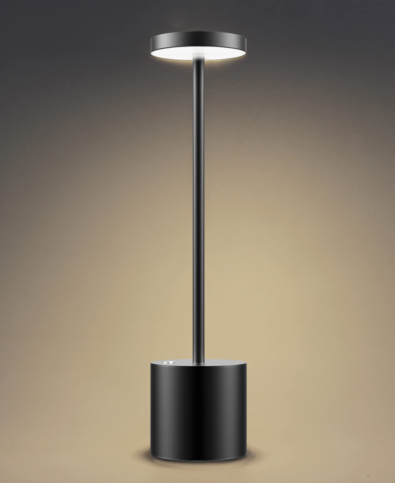 Yiben Cordless Table Lamp  Rechargeable Led Battery 6000Mah Metal Usb Portable Powered Desk Lamp  3 Levels Brightness Light For Restaurants Outdoor (13.25In Black)