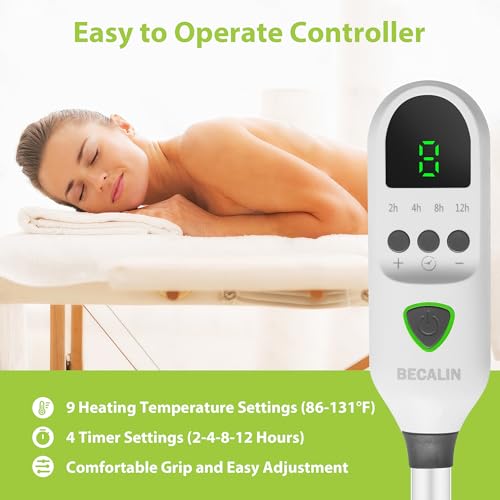 Massage Table Warmer Heating Pad Professional SPA Massage Bed Warmer with Timer, 9 Heat Settings, Overheat Protection for ...