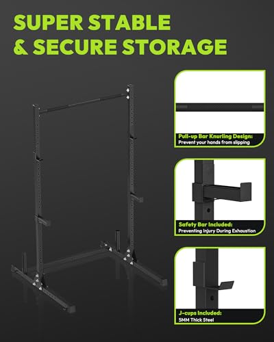 HANDBODE Squat Rack with Pull Up Bar, Adjustable Power Racks for Home Gym, 800 lbs Capacity Bench Press Rack, Fits 6 & 7 F...