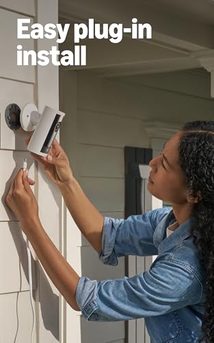 Ring Outdoor Cam Pro, Plug-In (newest model), Home or business security, Retinal 4K with wide-angle video, 10x Enhanced Zo...