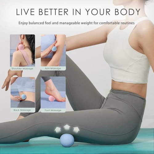JIEJUNJIE Silicone Lacrosse Balls for Yoga and Myofascial Release - Deep Tissue Massage,Trigger Point Therapy and Foot Pla...
