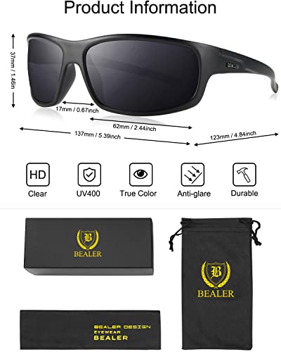 BEALER Polarized Sports Sunglasses for Men Lightweight TR90 Frame Sun Glasses Driving Cycling Fishing UV Protection Shades