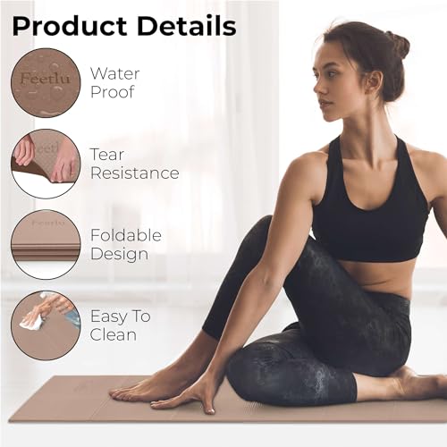Feetlu Foldable Yoga Mat, 6mm Thick, Lightweight, Anti-Slip, and Easy to Store – Perfect for Travel, Yoga, Pilates, Home W...