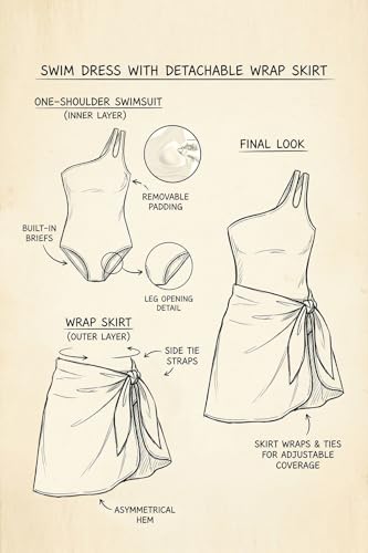 One Piece Swim Dress for Women - One Shoulder Tummy Control Swimsuit with Skirt 2025 Skirted Bathing Suit Swimdress