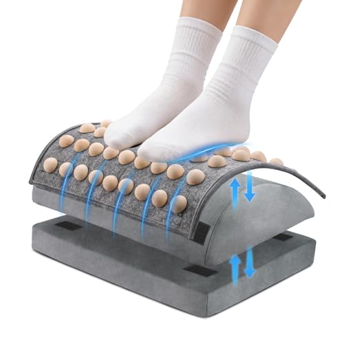 Foot Rest Under Desk at Work, Office Foot Tool Desk Accessories with Washable Cover, Home Spa Massage Wood Foot Acupressur...