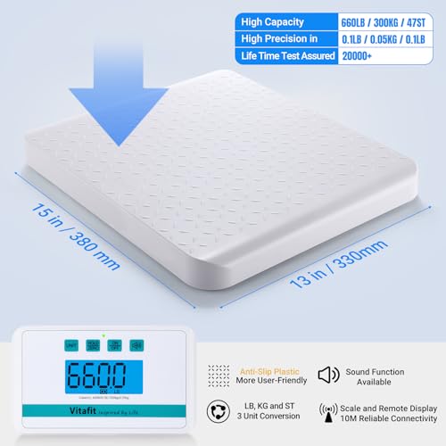 Vitafit Medical Grade Floor Scale, 660lb Accuracy 0.1lb by Our Professional Factory Since 2001, Smart Scale for Body Weigh...