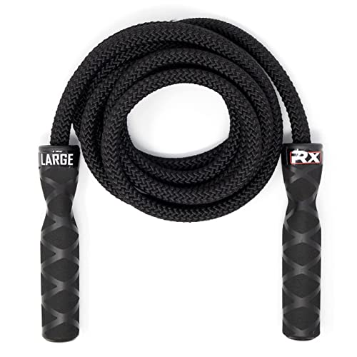 Rx Smart Gear Drag Jump Rope w/Non Slip Ergonomic Handles - Weighted Polypropylene Rope for Fitness & Exercise, Cardio Wor...