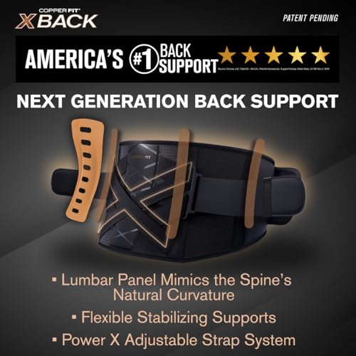 Copper Fit X-Back Brace for Lower Back Pain, Lumbar Support, Herniated Disc, Sciatica, Arthritis – Adjustable, Breathable ...