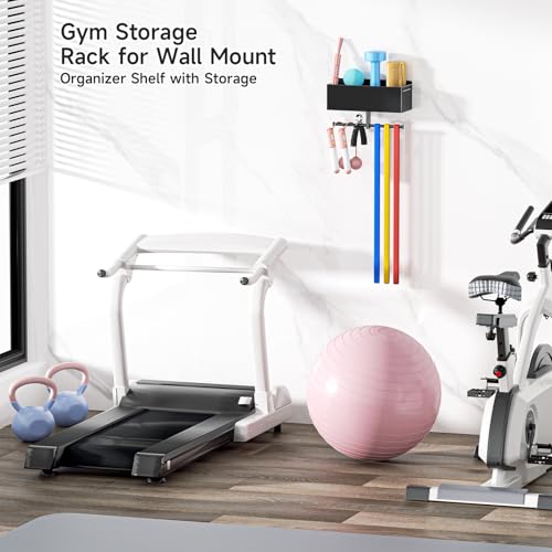 Home Gym Wall Storage, White Resistance Bands Rack Hanger Metal, Wall Mounted Fitness Bands Holder, Multi-Purpose Heavy Du...