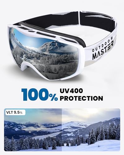 OutdoorMaster Ski Goggles with Cover Snowboard Snow Goggles OTG Anti-Fog