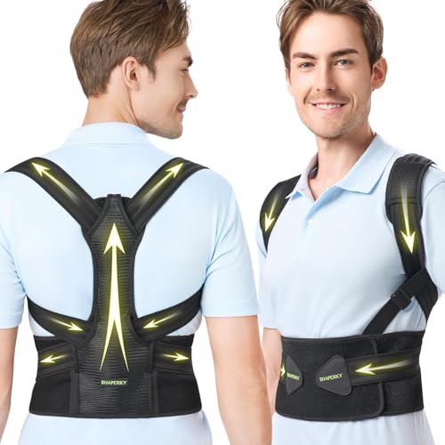 SHAPERKY Posture Corrector for Women and Men - Adjustable Upper Back Brace - Breathable Back Support straightener - Provid...