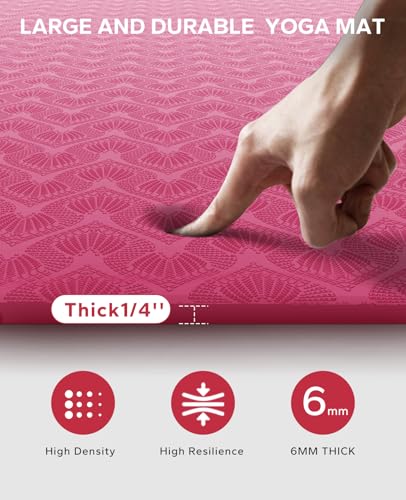 HAPBEAR Extra Large Yoga Mat - 72"x48"/78"x54", 1/4" & 1/3" Thick, Non-Slip, Durable, Eco-Friendly, Wide Exercise Mat for ...
