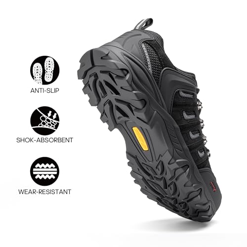 NORTIV 8 Men's Waterproof Hiking Shoes Leather Low-Top Hiking Shoes for Outdoor Trailing Trekking Camping Walking