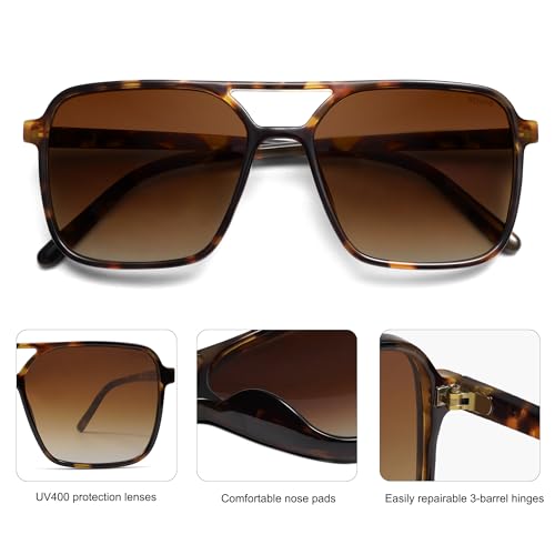 SOJOS Trendy Vintage Aviator Square Sunglasses For Womens Mens Retro 70s UV400 Women Sun Glasses SJ2327