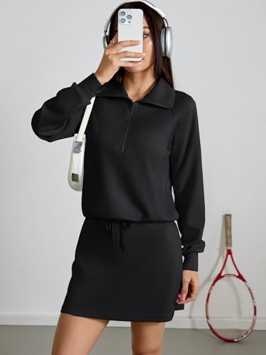 KateModa Women's 2 Piece Skirt Sets Half Zip Sweatshirt Matching Set Athletic Tennis Skorts Tracksuit Lounge Outfits