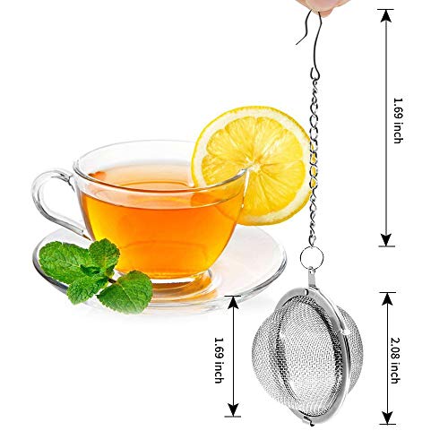 Fu Store 2pcs Stainless Steel Mesh Tea Ball 2.1 Inch Tea Strainers Teas Infuser Strainer Filters for Teas