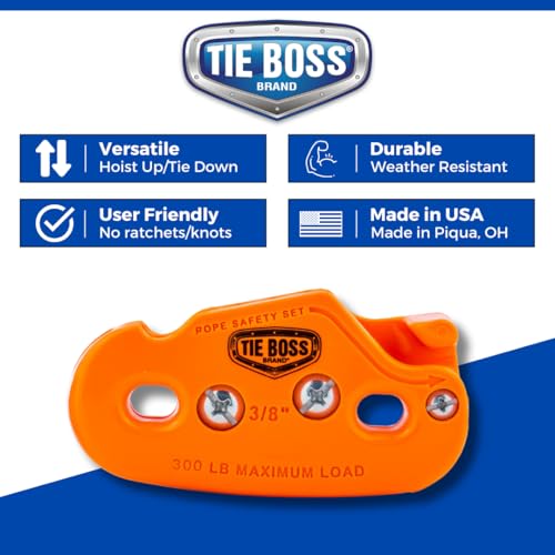 Tie Boss - 3/8 Inch, Heavy Duty, (300 lbs Working Load Limit), Weather Resistant, Tie Down, Rope Tightening System, (w/15 ...