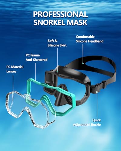 WSTOO Adults Swim Goggles with Nose Cover,HD 3-Window Wide Vision Lens Snorkel Diving Swimming Mask Anti-Fog&Leak