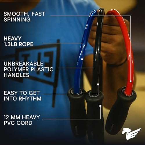 Elite Jumps Muay Thai 2.0 Weighted Jump Rope - Designed for High-Intensity Training, Muay Thai, & MMA Workouts - Heavy 1.3...
