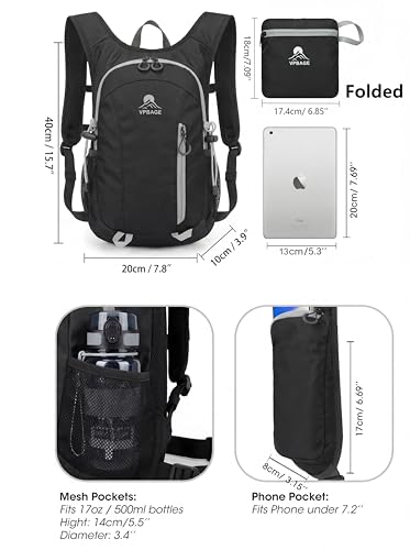 Foldable Small Hiking Backpack with 3 Strap Pockets – Lightweight 300D Spill-proof Daypack for Men Women – Packable Small ...