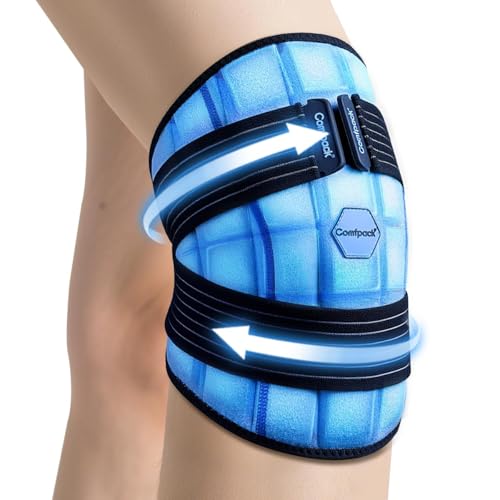 Comfpack Knee Ice Pack Wrap, 2 Hours Long Lasting Coldness Ice & Compression Therapy Flexible Ice Pack for Knee Replacemen...