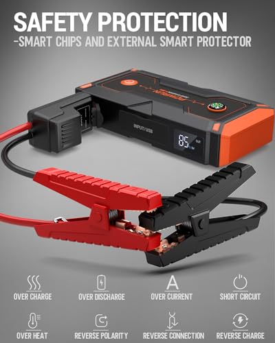Powrun P-ONE Jump Starter, 2000A Portable Jump Box - Car Jump Starter Battery Pack for up to 8.0L Gas and 6.5L Diesel Engi...
