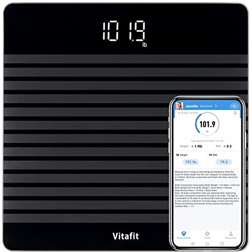 Vitafit Anti-Slip Smart Digital Bathroom Scale for Body Weight, High Accuracy Assured by Weighing Professional Since 2001,...