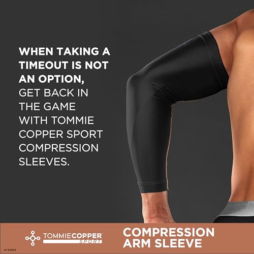 Tommie Copper Arm Compression Sleeve 15-20 mmHg, 100% Copper & Zinc Infused