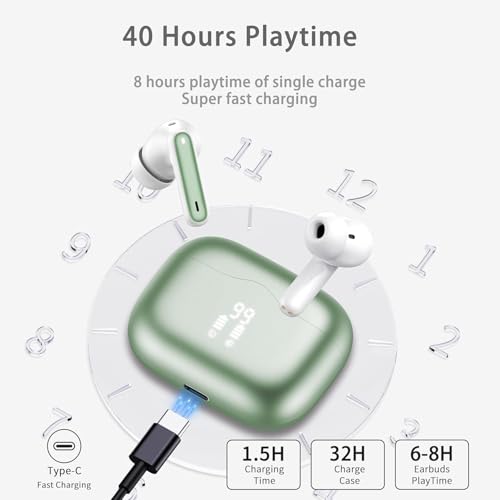 Wireless Earbuds, Bluetooth 5.4 Headphones in Ear with 4 ENC Noise Cancelling Mic, New Wireless Earphones HiFi Stereo Deep...