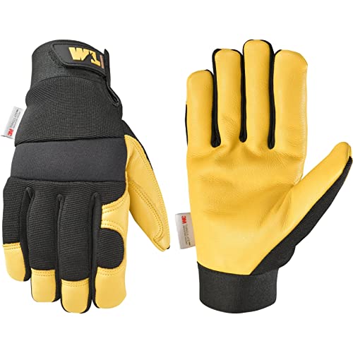Wells Lamont Men's Grain Cowhide Leather Hybrid Thinsulate Winter Gloves, Black, XX-Large (3233XX)