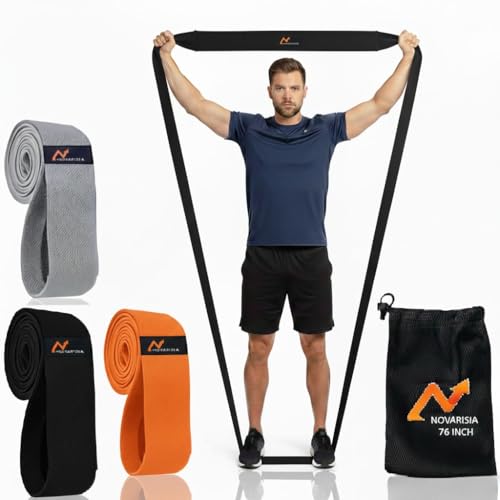 76 Inches Long Heavy Fabric Resistance Bands for Women and Men - Non-Slip, Durable Exercise Bands for Stretching, Yoga, Ho...