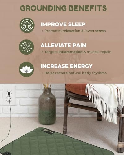 Premium Grounding Mat for Feet, Soft Cotton & Silver Fiber, Comfort for Sleep & Wellness, Grounding Pad for Anti-Aging & I...