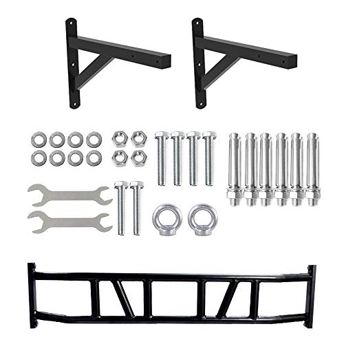 BESTHLS Wall Mounted Pull Up Bar and Dip Station, Heavy Duty Wall Mount Pull-up Chin Up Bar Multifunctional Home Gym Worko...