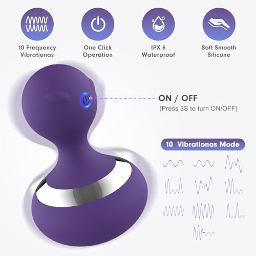 MANFLY Cordless Electric Massage Ball with 10 Powerful Vibrations, Rechargeable Handheld Massager (Purple)