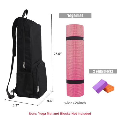 Tangoner Yoga Mat Bag Carrier Side Mesh Zipper Pocket Exterior Wet Compartment Lightweight Waterproof Yoga Bag for Mat