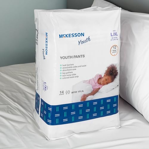 McKesson Youth Training Pants, [14 Count], Overnight Disposable Pull Up Diapers, L/XL, 60-125 lbs, Absorbent 12 Hour Leak ...