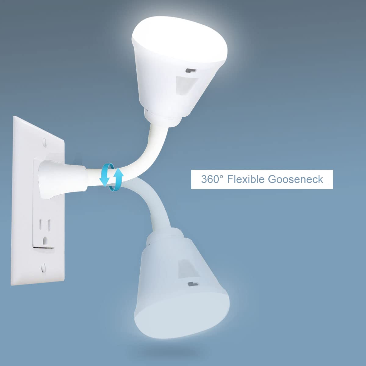 Eyesfon Plug In Motion Sensor Night Light, Led 6W Pir Sensor, Us Plug, White Light, Model Xs-007C, Acrylonitrile Butadiene Styrene
