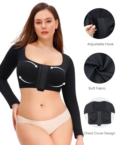 Nebility Arm Compression Sleeve Women Arm Shaper Post Surgery Post Surgery Front Closure Bra