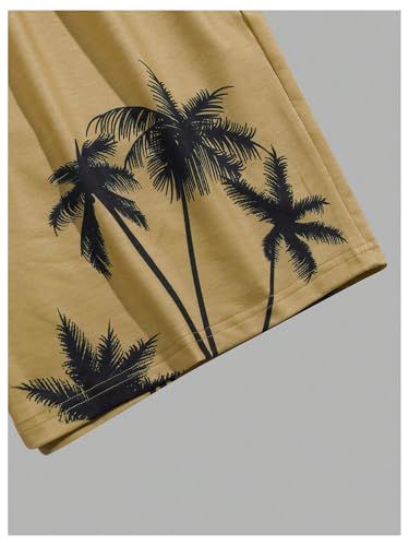 BEAUDRM Men's Plus Size 2 Piece Outfit Tropical Print Crew Neck Short Sleeve T Shirt and Shorts Beach Set